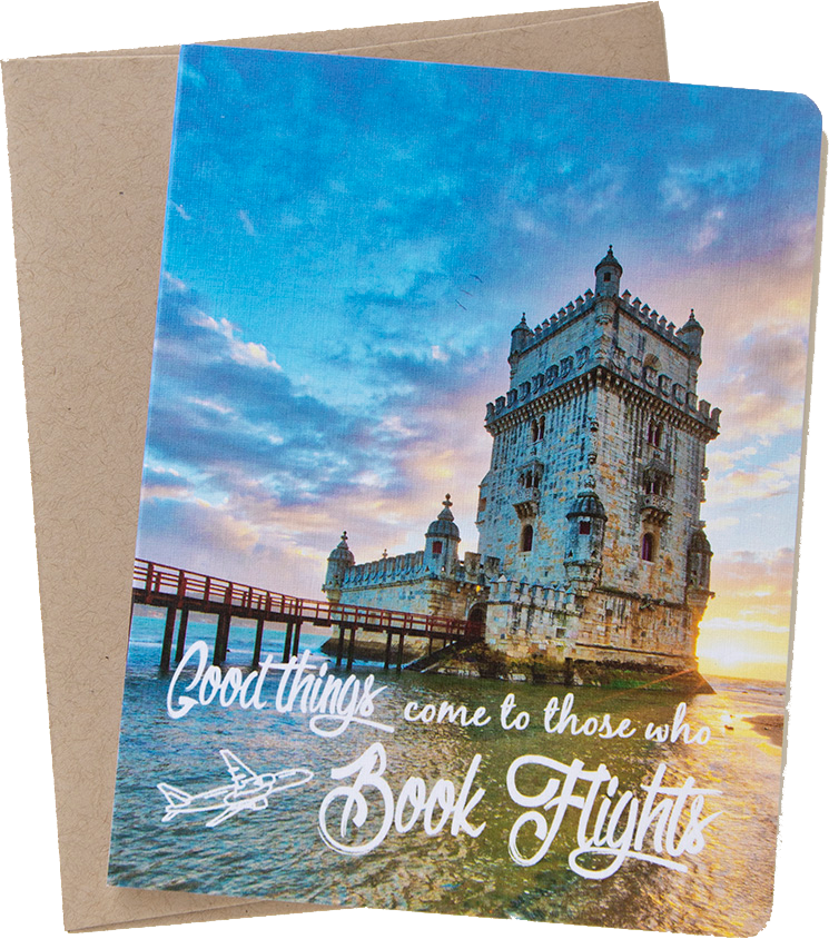 Wanderlust Edition Greeting Cards "Good things come to those who book flights."  www.shelleycoar.com/cards